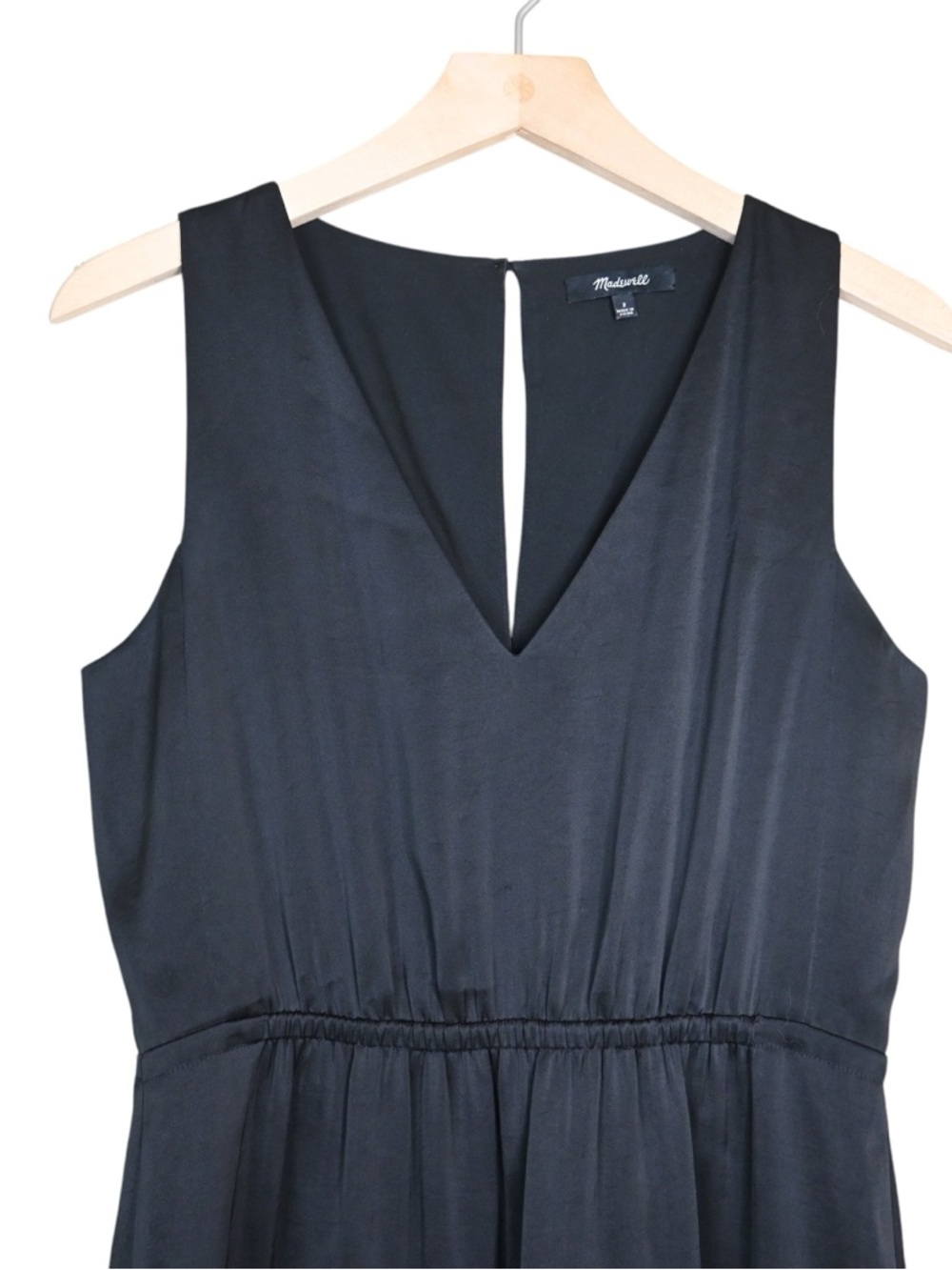 Madewell Women's 2 Night Out Little Black V-Neck Lined Dress - Picture 4 of 10